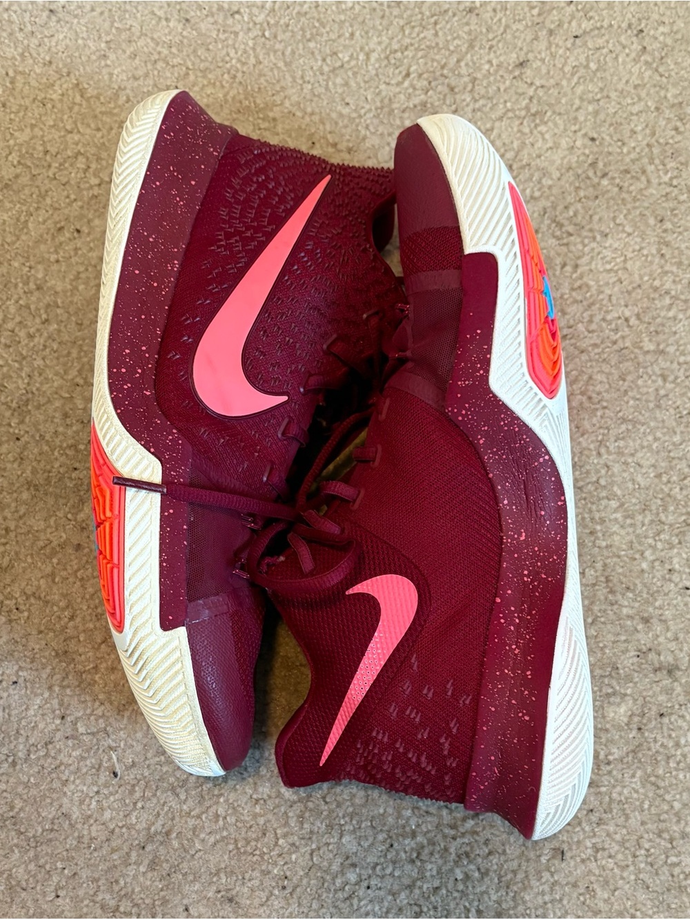 Nike Kyrie 3 Red/Pink Maroon Basketball Athletic Shoe